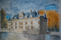 Château d\'Azay-le-Rideau, aquarelle